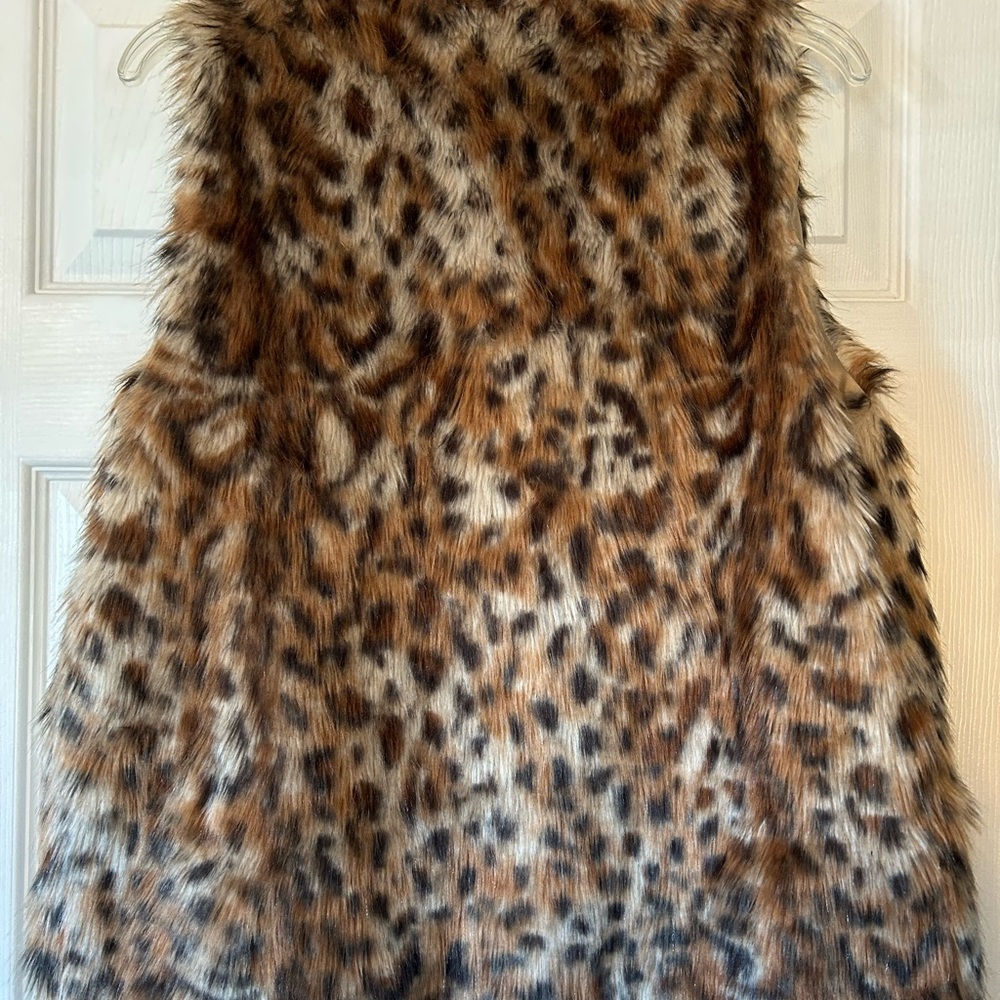 Faux Fur Vest brown tan leopard size M - Picture 4 of 10